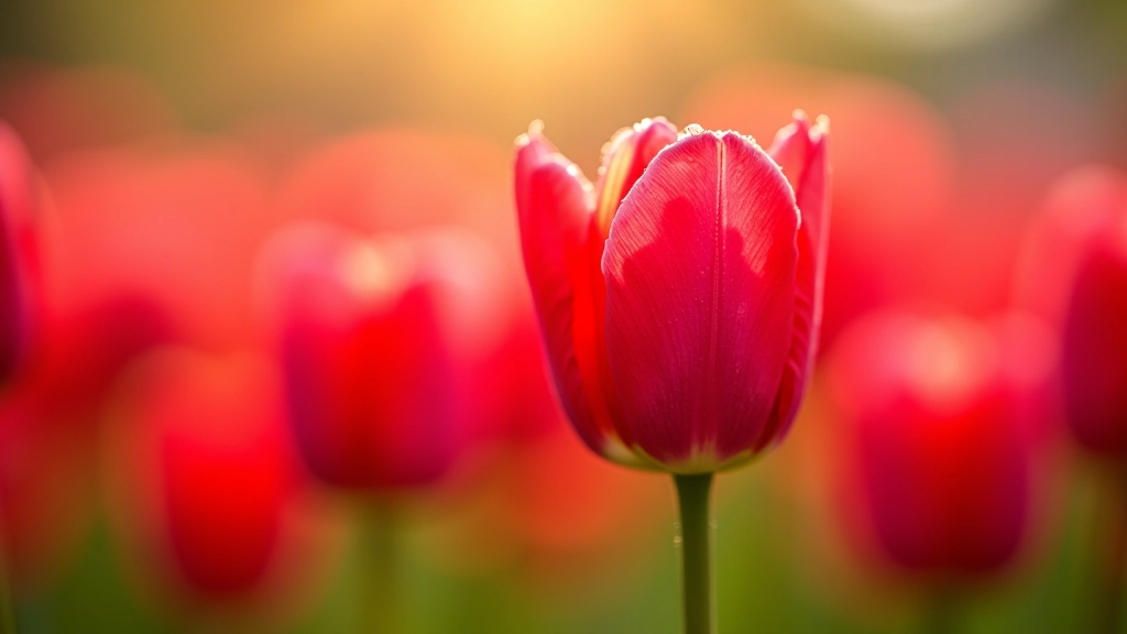 Close-up van rode en roze tulpenbloemen met waterdruppels in de ochtend